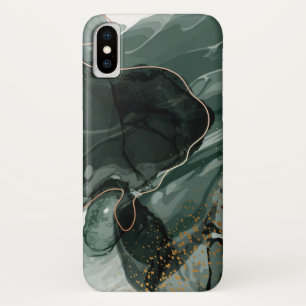 Emerald Green en Gold Marble, marmer Background iPhone X Hoesje