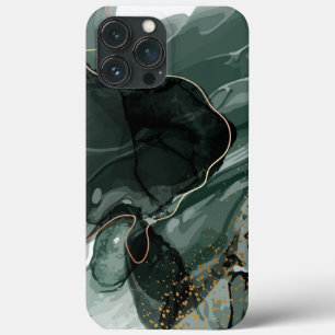 Emerald Green en Gold Marble, marmer Background iPhone 13 Pro Max Hoesje