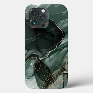 Emerald Green en Gold Marble, marmer Background iPhone 13 Pro Hoesje