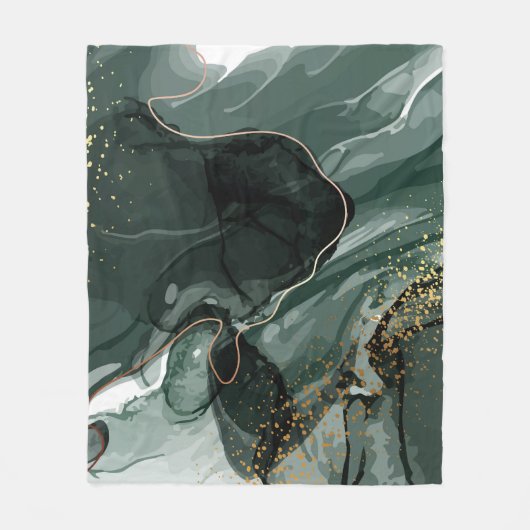 Emerald Green en Gold Marble, marmer Background Fleece Deken (Voorkant)