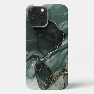 Emerald Green en Gold Marble, marmer Background iPhone 13 Pro Max Hoesje