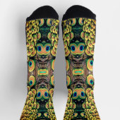 Emerald Green en Gold Peacock Feathers Sokken (Top)