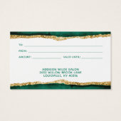 Emerald Green en Gold Waterverf Gift Kaart (Achterkant)