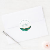Emerald Green en Gold-Waterverf Ronde Sticker (Envelop)