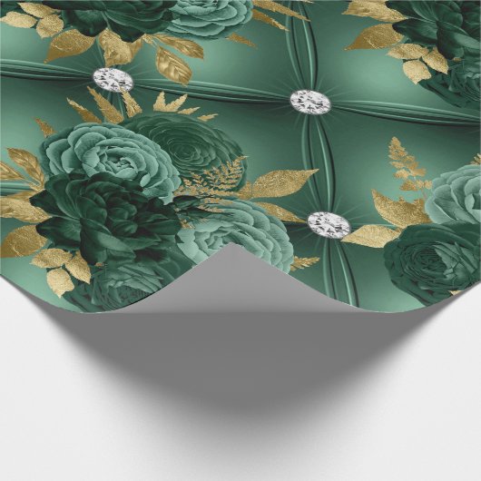 Emerald Green en Gold Wedding Cadeaupapier (Hoek)