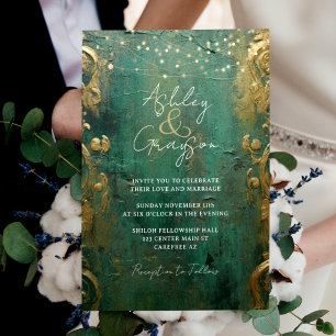 Emerald Green en Gold Wedding Kaart