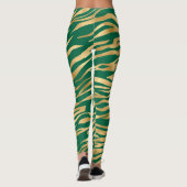 Emerald Green en Gold Zebra/tijgergestreept smeden Leggings (Achterkant)
