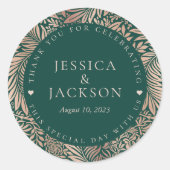 Emerald Green en Roos Gold Hartelijk dank Ronde Sticker (Voorkant)