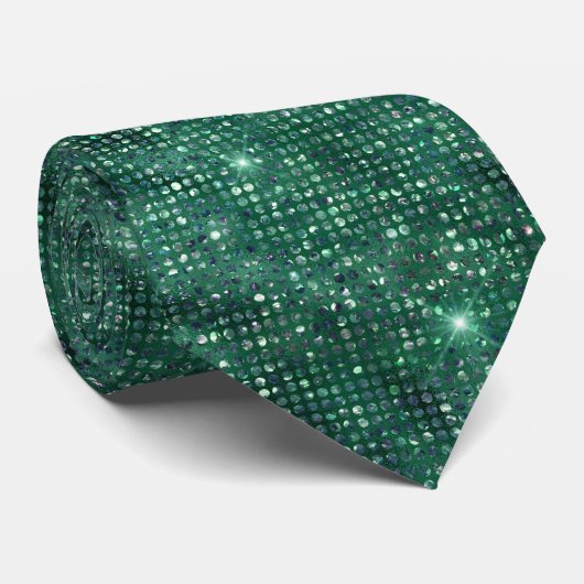 Emerald Green en Silver Sparkles Stropdas (Opgerold)
