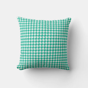 Emerald Green en White Dogtooth Pattern Kussen