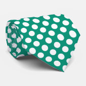Emerald Green en White Polka Dot Pattern Stropdas (Opgerold)