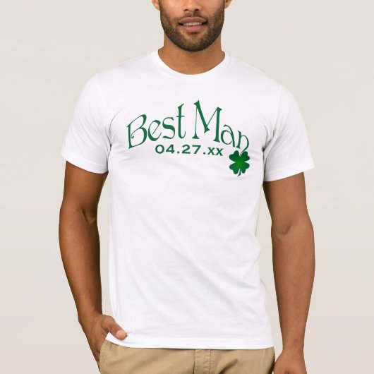 Emerald Green en White Shamrock Best Man T-shirt (Voorkant)