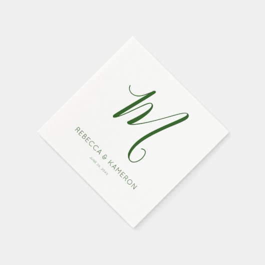 Emerald Green en White Simple Elegant | Monogram Servet (Hoek)