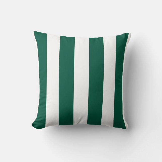 Emerald Green en White Striped Kussen (Voorkant)