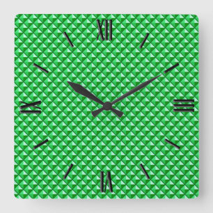 Emerald green, enamel look, bestudeerd raster vierkante klok
