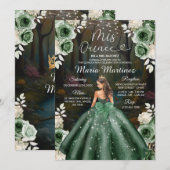 Emerald Green Enchanted Forest Princess Mis Quince Kaart (Voorkant / Achterkant)