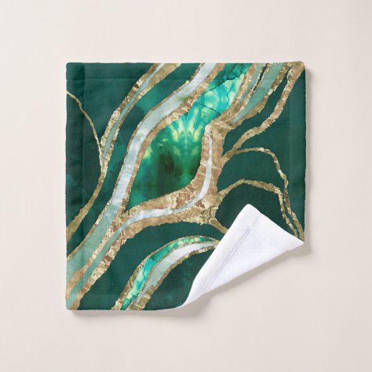 Emerald Green et Gold abstrait (Gant de toilette)