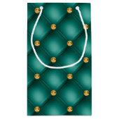 Emerald Green et Gold Tufted petit sac cadeau (Dos)