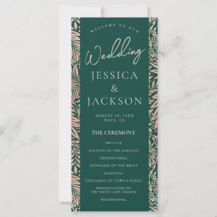 Emerald Green et Rose Gold Wedding Programme