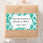 Emerald Green et White Damask Water Étiquette (En situation)