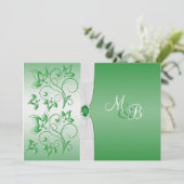Emerald Green et White II Monogramme Invitation (Debout devant)