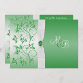 Emerald Green et White II Monogramme Invitation (Devant / Derrière)