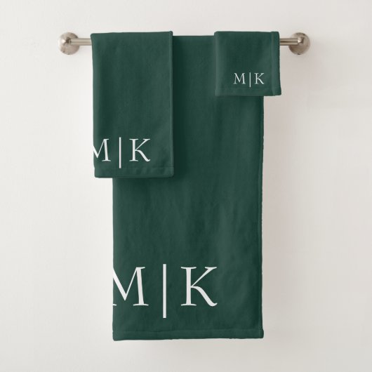 Emerald Green et White | Monogramme moderne (En situation)