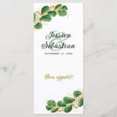 Emerald Green Eucalyptus Greenery Elegant Wedding Menu (Achterkant)
