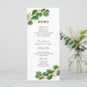 Emerald Green Eucalyptus Greenery Elegant Wedding Menu (Staand voorkant)
