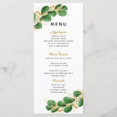 Emerald Green Eucalyptus Greenery Elegant Wedding Menu (Voorkant)