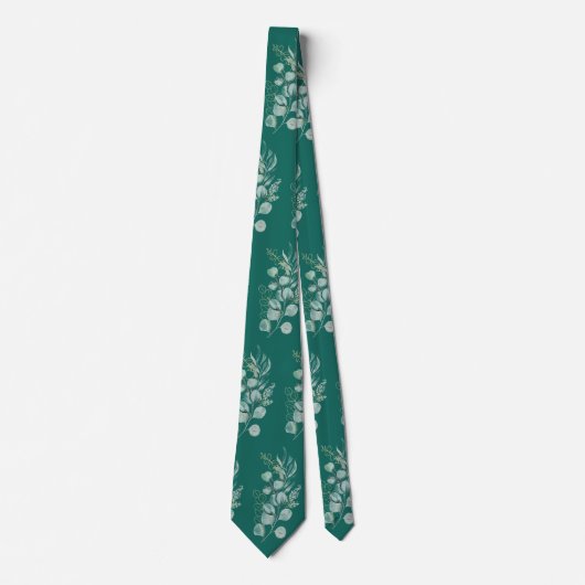 Emerald Green Eucalyptus Greenery Pattern Stropdas (Voorkant)