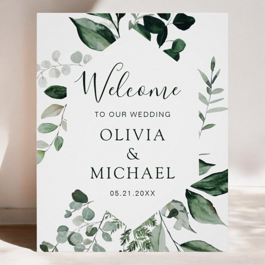 Emerald Green Eucalyptus Greenery Wedding Perfect Poster