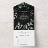 Emerald Green Eucalyptus Greenery Wedding RSVP All In One Uitnodiging (Binnen)