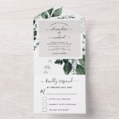 Emerald Green Eucalyptus Greenery Wedding RSVP All In One Uitnodiging (Binnen)
