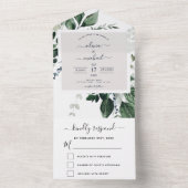 Emerald Green Eucalyptus Greenery Wedding RSVP All In One Uitnodiging (Binnen)