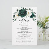 Emerald Green Eucalyptus Menu Mariage blanc (Debout devant)