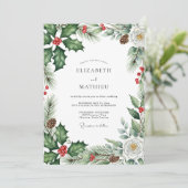 Emerald Green Evergreen Winter Wedding Kaart (Staand voorkant)