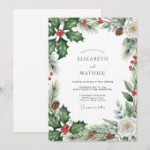 Emerald Green Evergreen Winter Wedding Kaart (Voorkant / Achterkant)