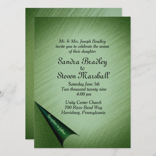 Emerald Green Faire-part de mariage (Devant / Derrière)