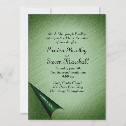 Emerald Green Faire-part de mariage (Devant)