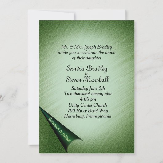 Emerald Green Faire-part de mariage (Devant)