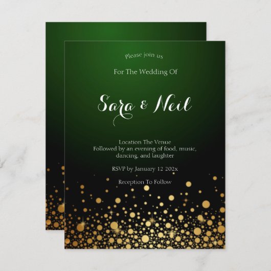Emerald Green Faire-part de mariage est populaire (Devant / Derrière)