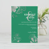 Emerald Green | Faire-part de mariage floral argen (Debout devant)