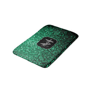 Emerald Green faux glitter sparter Monogram Badmat