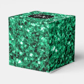Emerald Green faux glitter sparter Monogram Bedankdoosjes (Achterkant)