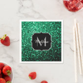 Emerald Green faux glitter sparter Monogram Servet (Insitu)
