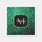 Emerald Green faux glitter sparter Monogram Servet (Voorkant)