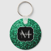 Emerald Green faux glitter sparter Monogram Sleutelhanger (Voorkant)