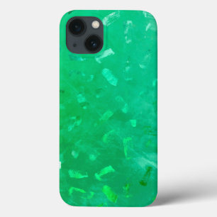 Emerald & Green Faux Glitter Texture iPhone 13 Hoesje