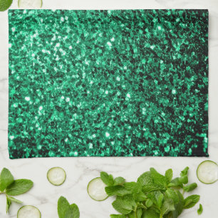 Emerald Green faux glitter Theedoek